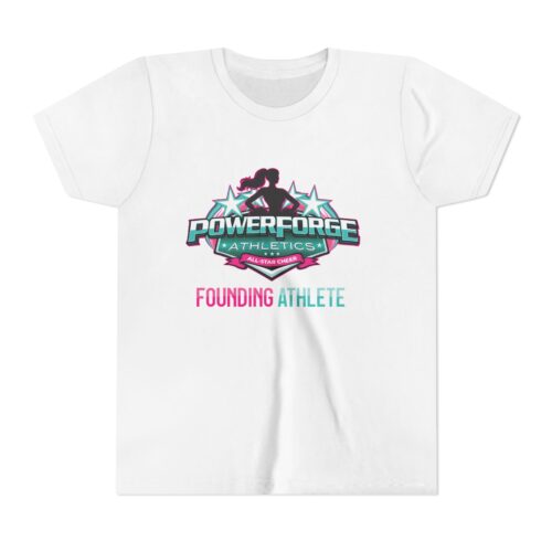 PowerForce Athletics Youth Tee - "Founding Athlete" Sports Logo Shirt